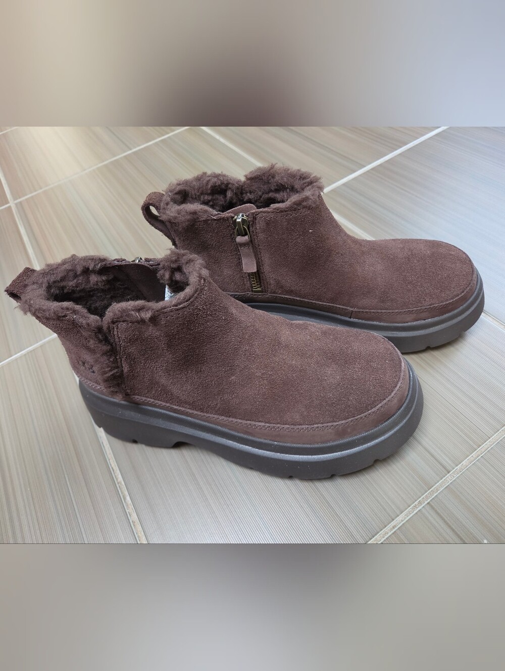 UGG Calimuze Ultra Mini Slip On Suede Platform Boots ~DARK TOFFEE ~SIZE 6 **NEW